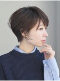 丸みショート・ボブ/丸顔/前髪あり/絶壁解消/３0代/４0代/５0代