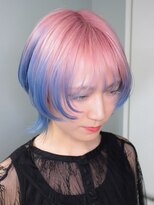 プネル 渋谷(PUNEL)&nbsp;原宿　水色/デザインカラー/グラデーションカラー　ウルフカット
