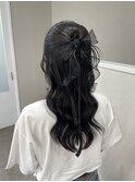 リボンカチモリ×ハーフアップ