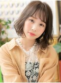 オリーブアッシュ斜めバングくせ毛風大人ボブa上尾20代30代40代