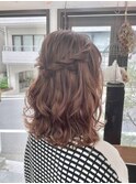 【ヘアセット 】ミディアムヘアガーリーハーフアップ♪