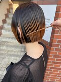 【117hairgarage】シンプル_ミニボブ_ブリーチ