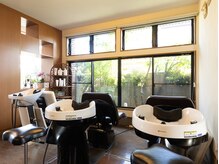 伊藤洋子の店の雰囲気(緑や空を見ながらの全身のばせるシャンプー台でリラックス!!)