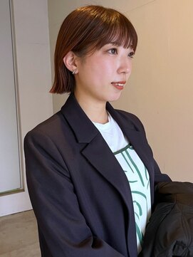 イロウ 天神大名店(IROW) ミニボブ 外ハネボブ オレンジブラウン  ブリーチなし