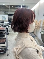 グラフ 日本橋(GRAFF) 艶感カシスピンクのボブウルフ*ウェーブパーマで大人可愛い