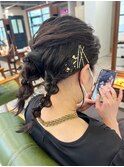 【山田】お呼ばれヘア金箔アレンジツインアレンジ