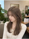 顔周りレイヤー/ハッシュカット/ダークブラウン/髪質改善カラー