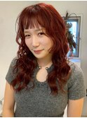 暖色ワインボルドーレッドオレンジブラウンピンクダブルカラー