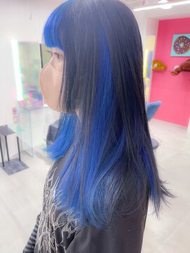 ボックスミコ(Box mico.) 【BOXmico.】ブルーブラックと鮮やかブルーでお洒落ロングヘア