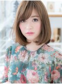 大人かわいい斜めバングくすみカラー小顔ロブc5越谷20代30代40代