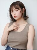 デザインカラーレイヤーカットウェットヘアオリーブベージュボブ