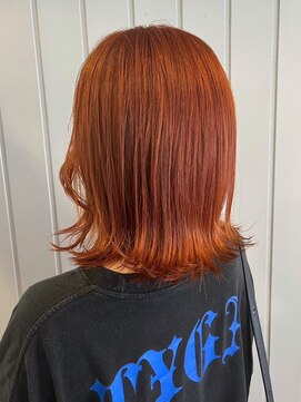 アンド アノン(and anon) ハイトーンオレンジ 外国人風 外ハネボブ ブリーチ ダブルカラー