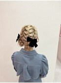 編み込みツインお団子