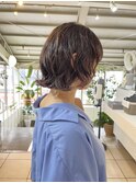 △大人可愛い癖毛風ボブパーマミディアムパーマベージュカラー