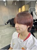 メンズハイトーン　秋カラーレッドウルフシースルーマッシュ