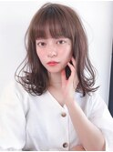 say.こなれミディぱっつん前髪ボブイメチェン韓国ヘアベージュ