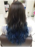 ≪ダークアッシュ×ブルー≫原色グラデｓｔｙｌｅ☆【NEXT池袋】