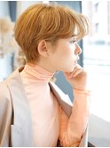 HARBORS鎌倉/カーキベージュ/かきあげバング/くせ毛ショートh