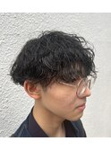 ツイストスパイラルパーマメンズマッシュルームヘアメンズカット