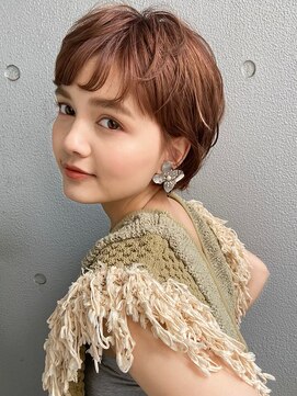 マルツ 銀座(maltu) グレーベージュ ベビーピンク ショートヘア斜めバング銀座東京