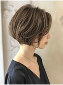 ☆ホワイトグレージュミニウルフデジタルパーマチェリーブラウン