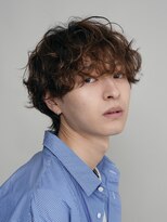 シャドウパーマ毛流れヘアメンズマッシュニュアンスパーマ原宿