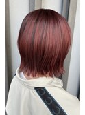 【くすみレッド×レイヤーミニボブ】こなれ感と遊び心をプラス♪