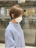 白髪ぼかし丸みショートハイライト髪質改善ストレート