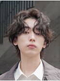 天神10代20代シャドウパーマゆるめメンズマッシュウルフカット
