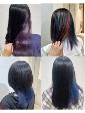 アジールヘア 池袋東口店(agir hair) インナーカラーインナーブリーチブルーカラーバイオレットカラー