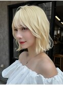 フェイスフレーミング/ココアベージュ/ブリーチ/ボブ/新宿駅