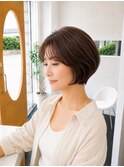 自然にぼかす白髪カバーショートボブ