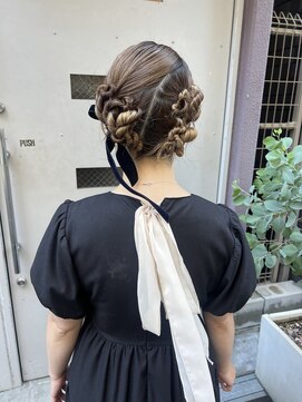 ポーズヘアー 大阪 福島(PAUSE HAIR) 大阪梅田福島｜ツインリボンアレンジ｜結婚式お呼ばれヘア