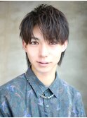 ツーブロック刈り上げビジネス短髪束感黒髪アップバング