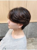 刈り上げセンターパートニュアンスパーマ