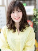 アッシュブラウンくせ毛風ミディアムレイヤーc6大宮20代30代40代
