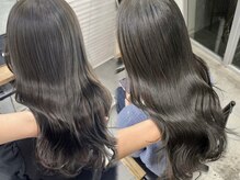 【柔らかく透けるオリーブカラー】ケアブリーチダブルカラー/ハイトーン/原宿/ボブ/学割U24/インナーカラー