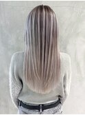 ホワイトグレージュ顔周りレイヤー韓国ヘア美髪ロング_ba324922