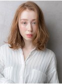 アプリコットオレンジ金髪かきあげボブパーマ309W上尾20代30代