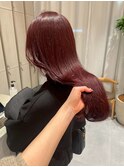 ツヤたっぷりカラー×透明感ワインレッドブラウン