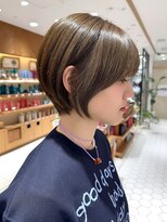 ピークアブー アヴェダ 池袋東武(PEEK-A-BOO AVEDA) 大人ショートボブ丸みショート大人可愛いヘアオリーブカラー