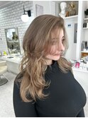 ハイレイヤーウルフ20代30代40代くらげヘアミルクティーブロンド