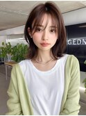 rileyワンカール外はねロブ×肌映えブラウンベージュ