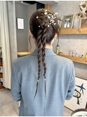 天神　顔まわりレイヤーカット　ヘアセット　ブリーチなしカラー