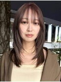 原宿レイヤーカットミディアムハッシュカットヘーゼルベージュ