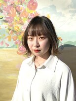 ナチュラルスポット(Natural Spot) ミルクティーブラウン　ワンレンボブ　シースルー前髪