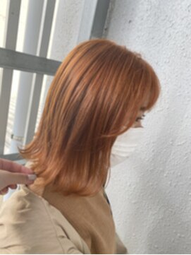 カプア 仙台駅前店(Kapua) ダブルカラー/オレンジ/外ハネボブ/10代20代◎ケアブリーチ