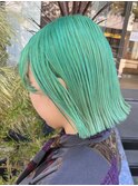 ○ミントグリーン・切りっぱなしボブ○