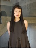 【田中結】ロング　眉上バング　髪質改善　ストレート　さらさら