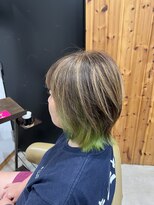 ディッシュ 五反田(dish)&nbsp;黄緑インナー/ライトグリーン/白髪ぼかしコントラストハイライト